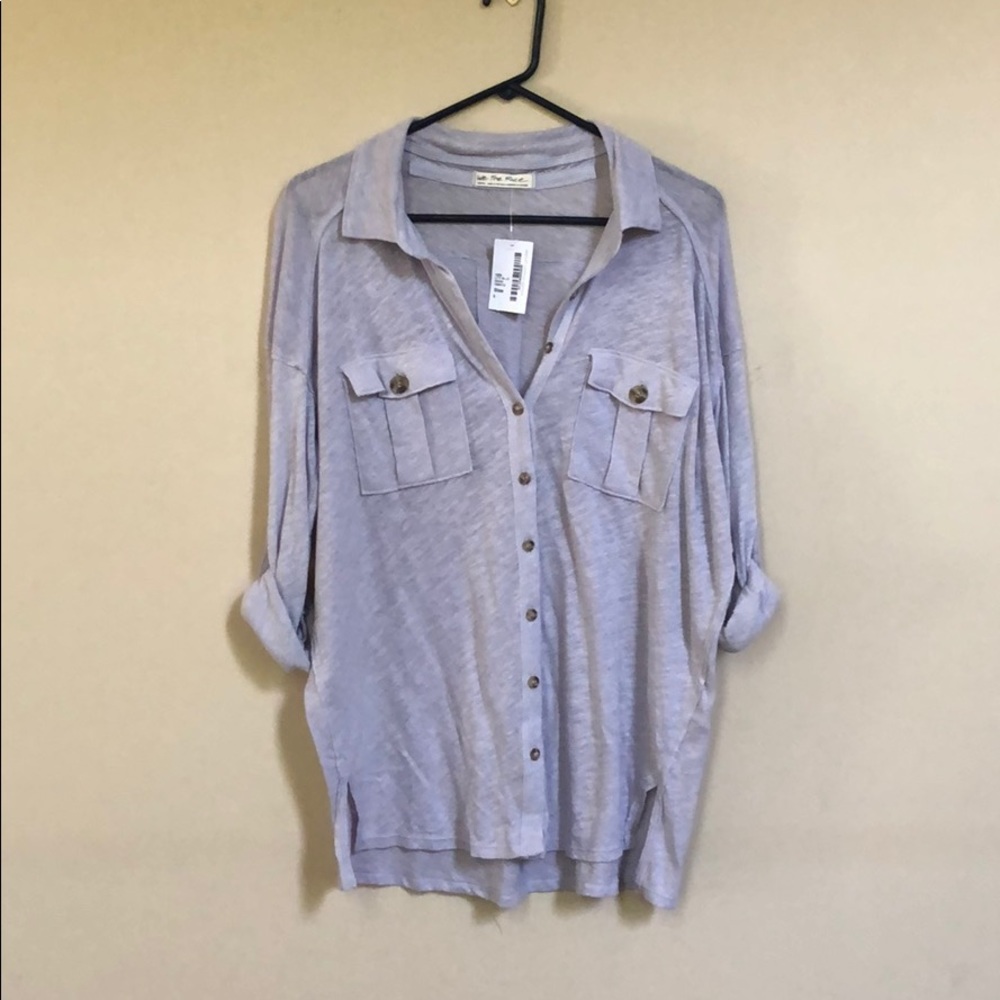 Free People Pale Skies Cotton Blouse